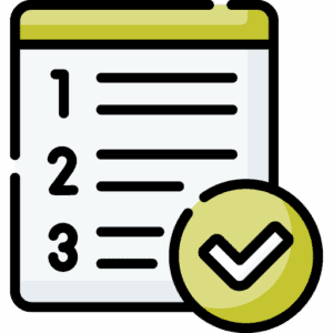 Abstract Scorecard icon showing a check list with numbers 1-3 and a checkmark in a circle